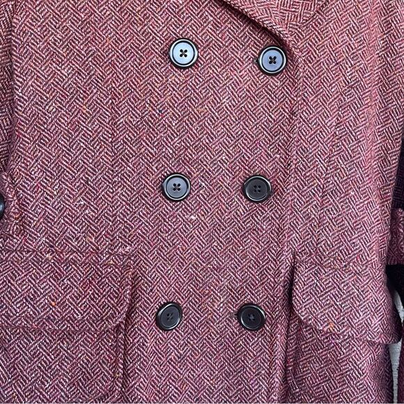 GAP Rust colored Herringbone Tweed Wool Blend Cropped Pea Coat 6 Small - Picture 2 of 10